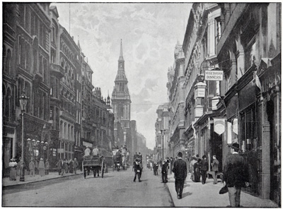 Cheapside, with Bow Church, looking west